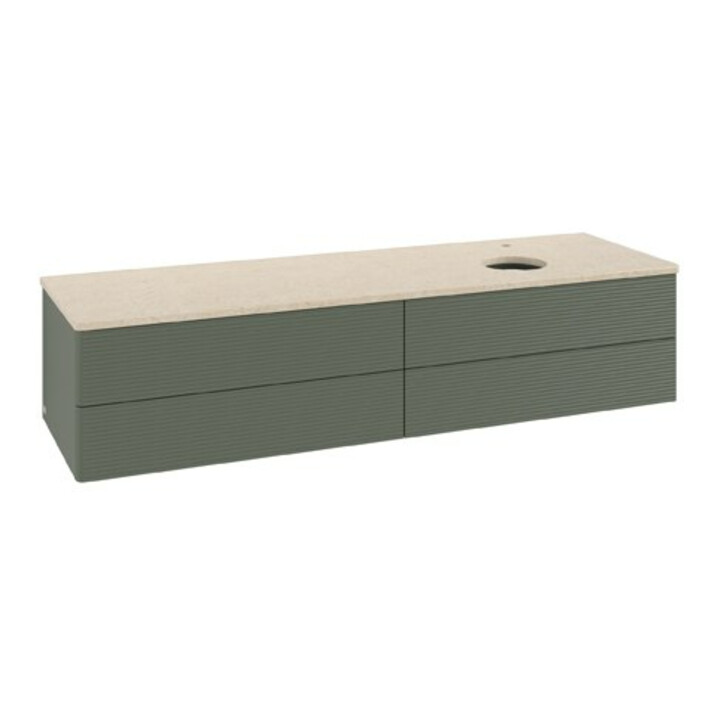 V&B Waschtischunterschrank mit Frontstruktur Antao 160x50cm, HL, WBP botti., lea gre. m Lac