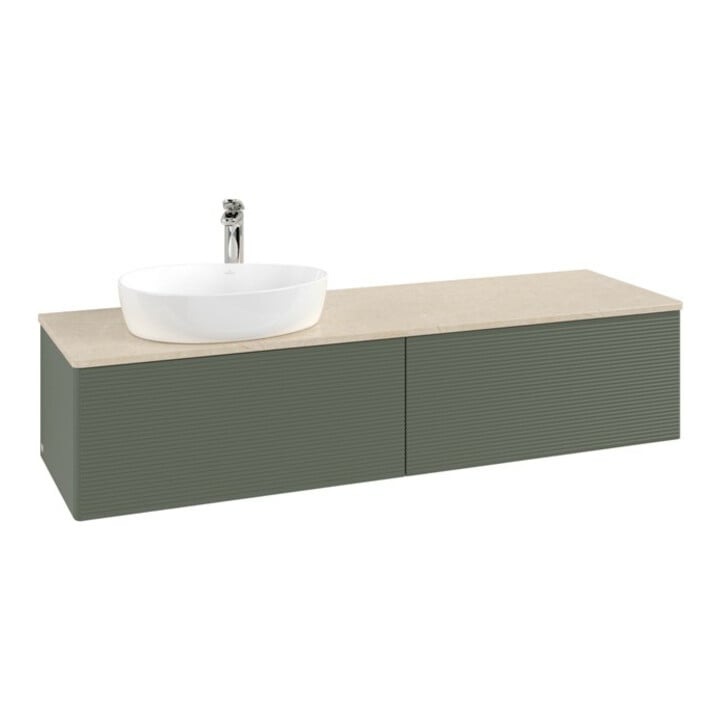 V&B Waschtischunterschrank mit Frontstruktur Antao 160x50cm, HL, WBP botti., lea gre. m Lac