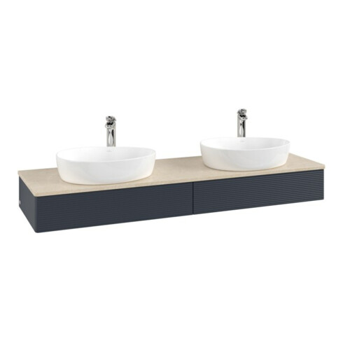 V&B Waschtischunterschrank mit Frontstruktur Antao 160x50cm, HL, WBP botti., md bl. m Lac