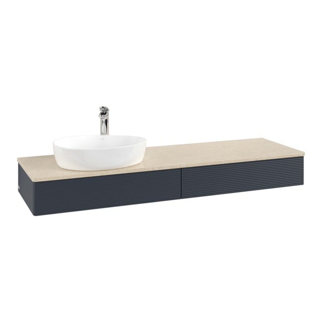 V&B Waschtischunterschrank mit Frontstruktur Antao 160x50cm, HL, WBP botti., md bl. m Lac