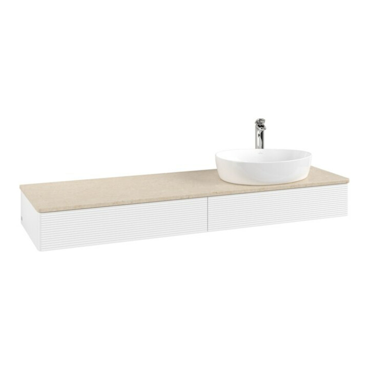 V&B Waschtischunterschrank mit Frontstruktur Antao 160x50cm, HL, WBP botti., wh. m Lac