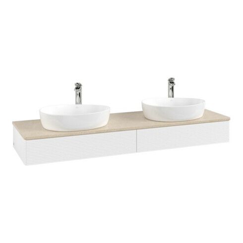 V&B Waschtischunterschrank mit Frontstruktur Antao 160x50cm, HL, WBP botti., wh. m Lac