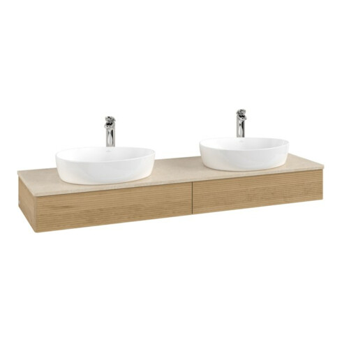 V&B Waschtischunterschrank mit Frontstruktur Antao 160x50cm, HL, WBP-farbe botti., hon. Oa