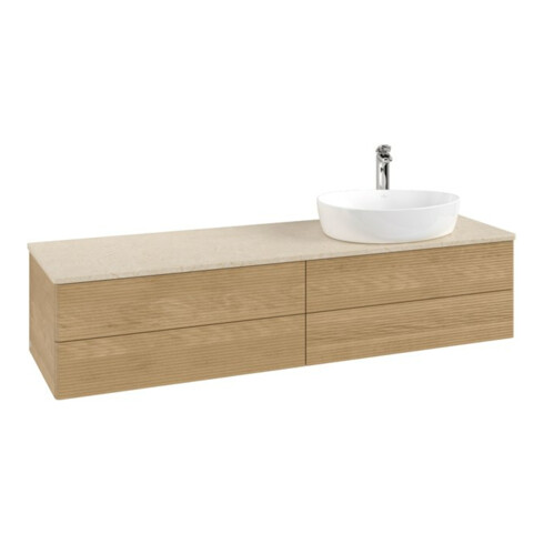 V&B Waschtischunterschrank mit Frontstruktur Antao 160x50cm, HL, WBP-farbe botti., hon. oak