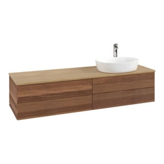 V&B Waschtischunterschrank mit Frontstruktur Antao 160x50cm, HL, WBP-farbe hon. Oa, w. wal