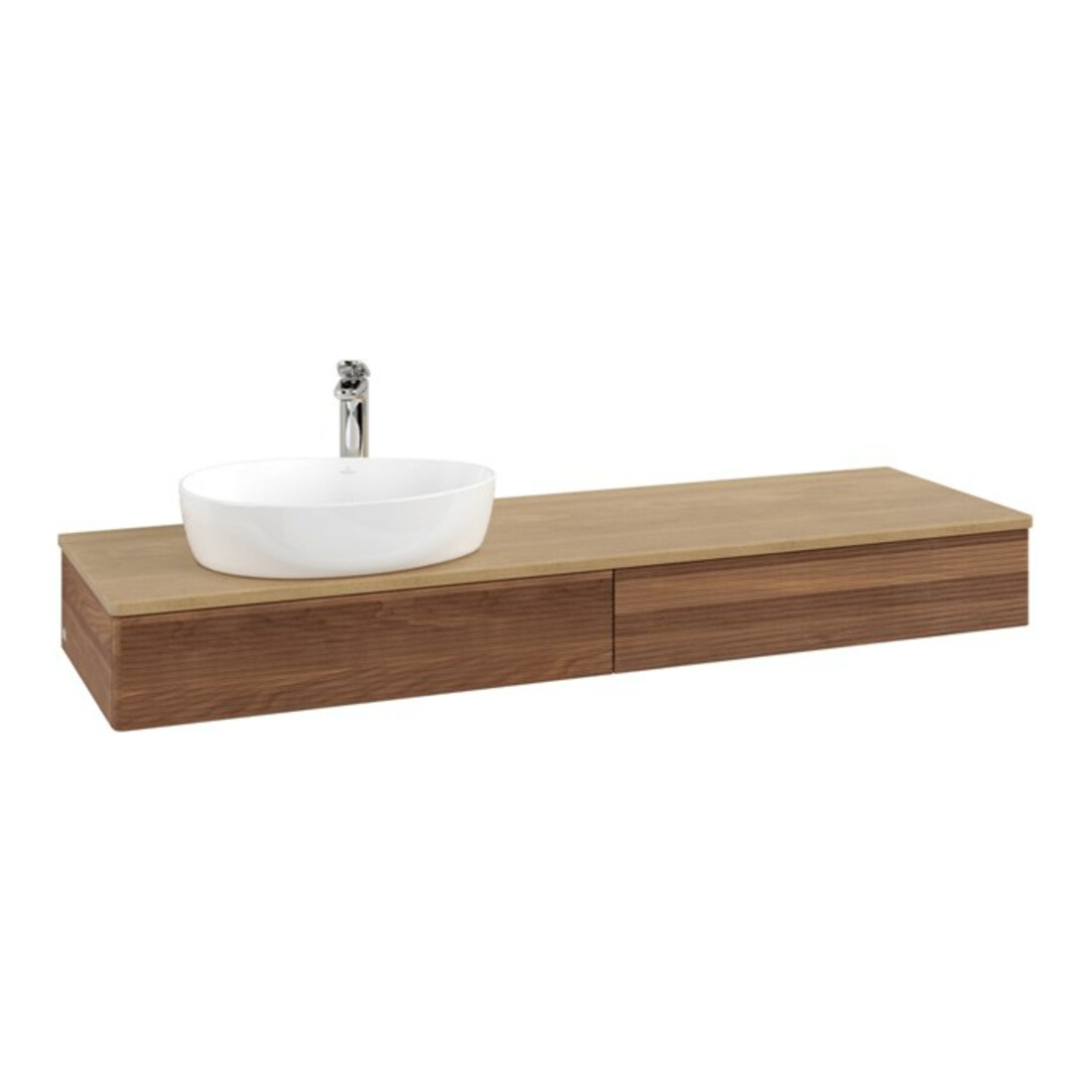 V&B Waschtischunterschrank mit Frontstruktur Antao 160x50cm, HL, WBP-farbe hon. Oa, w. wal