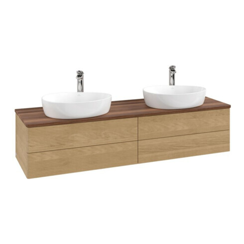 V&B Waschtischunterschrank mit Frontstruktur Antao 160x50cm, HL, WBP-farbe w. wal, hon. oak