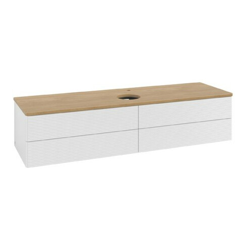 V&B Waschtischunterschrank mit Frontstruktur Antao 160x50cm, HL, WBP hon. Oa, glo wh. Lac