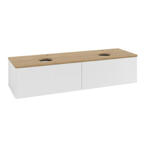 V&B Waschtischunterschrank mit Frontstruktur Antao 160x50cm, HL, WBP hon. Oa, glo wh. Lac