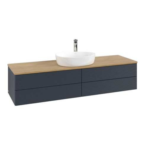 V&B Waschtischunterschrank mit Frontstruktur Antao 160x50cm, HL, WBP hon. Oa, md bl. m Lac