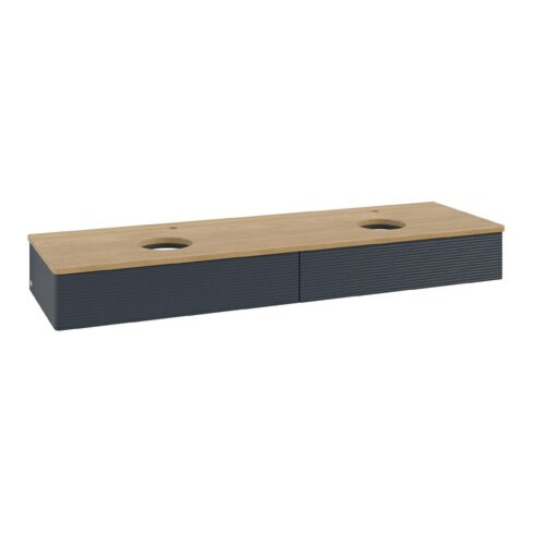 V&B Waschtischunterschrank mit Frontstruktur Antao 160x50cm, HL, WBP hon. Oa, md bl. m Lac