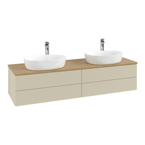 V&B Waschtischunterschrank mit Frontstruktur Antao 160x50cm, HL, WBP hon. Oa, si Gr m Lac