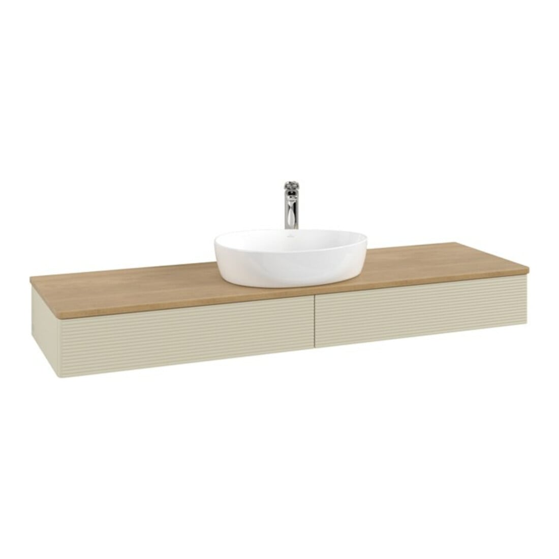 V&B Waschtischunterschrank mit Frontstruktur Antao 160x50cm, HL, WBP hon. Oa, si Gr m Lac
