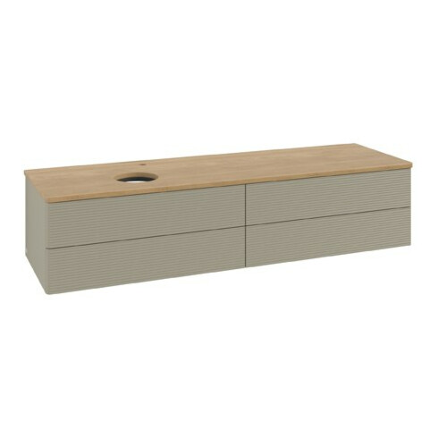 V&B Waschtischunterschrank mit Frontstruktur Antao 160x50cm, HL, WBP hon. Oa, st. Gr m Lac