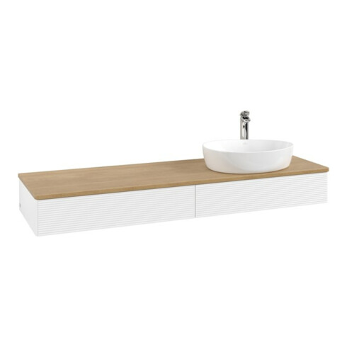 V&B Waschtischunterschrank mit Frontstruktur Antao 160x50cm, HL, WBP hon. Oa, wh. m Lac