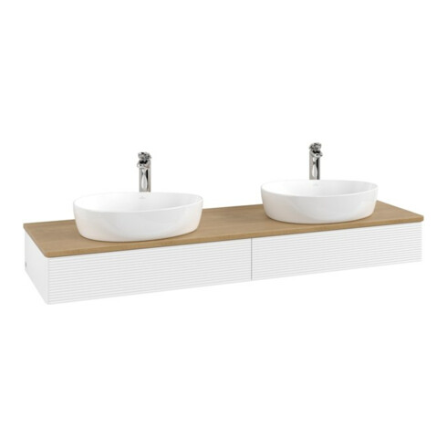 V&B Waschtischunterschrank mit Frontstruktur Antao 160x50cm, HL, WBP hon. Oa, wh. m Lac