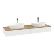 V&B Waschtischunterschrank mit Frontstruktur Antao 160x50cm, HL, WBP hon. Oa, wh. m Lac