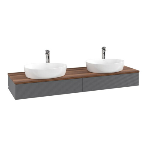 V&B Waschtischunterschrank mit Frontstruktur Antao 160x50cm, HL, WBP w. wal, Anthrac. m Lac