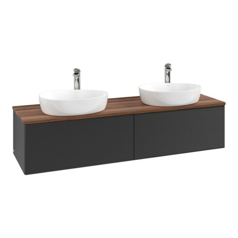 V&B Waschtischunterschrank mit Frontstruktur Antao 160x50cm, HL, WBP w. wal, bla m Lac