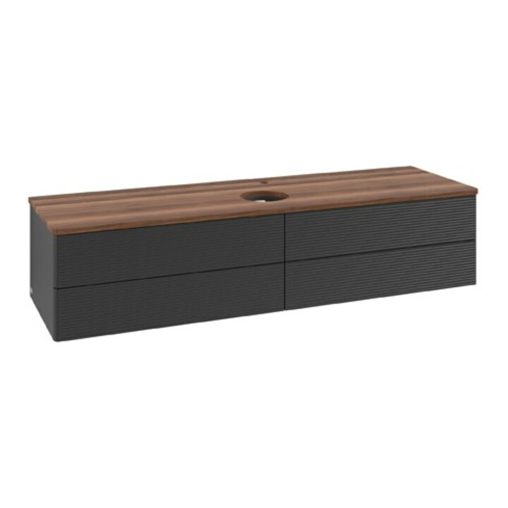 V&B Waschtischunterschrank mit Frontstruktur Antao 160x50cm, HL, WBP w. wal, bla m Lac