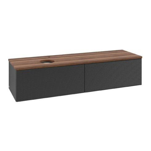V&B Waschtischunterschrank mit Frontstruktur Antao 160x50cm, HL, WBP w. wal, bla m Lac