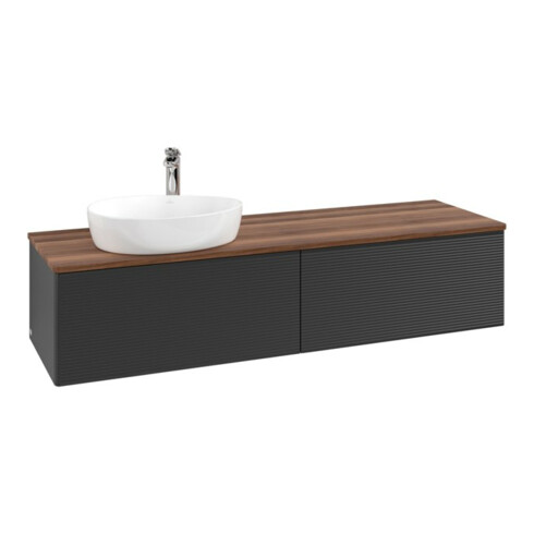 V&B Waschtischunterschrank mit Frontstruktur Antao 160x50cm, HL, WBP w. wal, bla m Lac