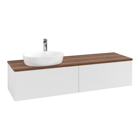 V&B Waschtischunterschrank mit Frontstruktur Antao 160x50cm, HL, WBP w. wal, glo wh. Lac