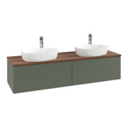V&B Waschtischunterschrank mit Frontstruktur Antao 160x50cm, HL, WBP w. wal, lea gre. m Lac