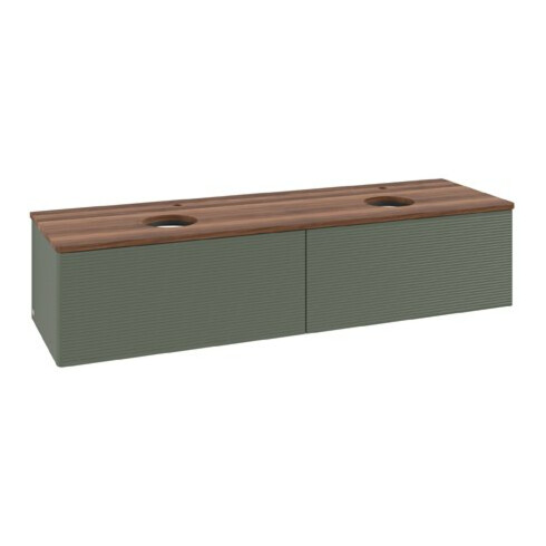 V&B Waschtischunterschrank mit Frontstruktur Antao 160x50cm, HL, WBP w. wal, lea gre. m Lac