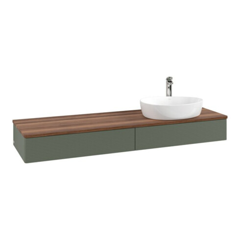 V&B Waschtischunterschrank mit Frontstruktur Antao 160x50cm, HL, WBP w. wal, lea gre. m Lac