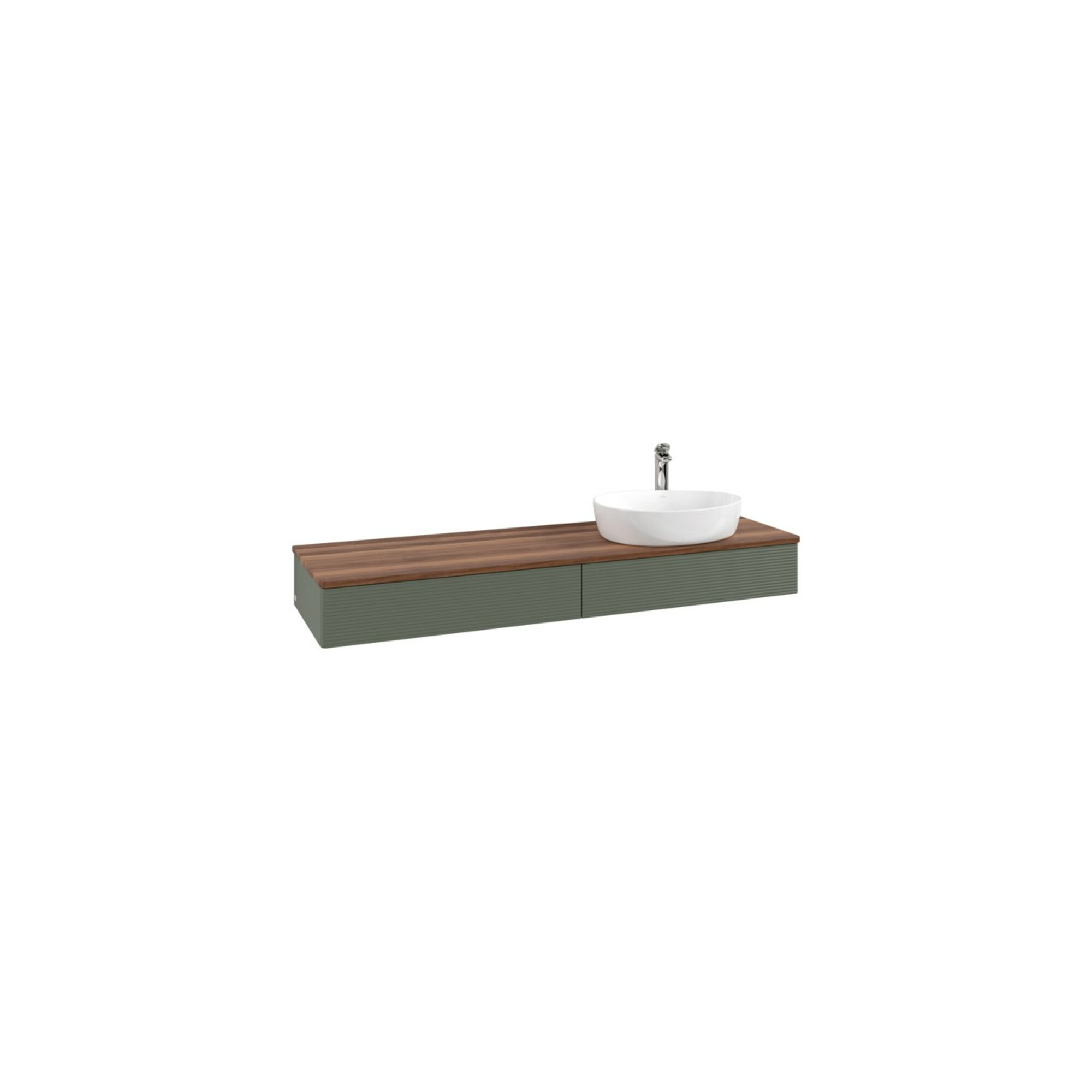 V&B Waschtischunterschrank mit Frontstruktur Antao 160x50cm, HL, WBP w. wal, lea gre. m Lac ; Villeroy & Boch