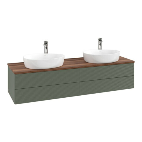 V&B Waschtischunterschrank mit Frontstruktur Antao 160x50cm, HL, WBP w. wal, lea gre. m Lac