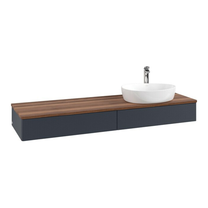 V&B Waschtischunterschrank mit Frontstruktur Antao 160x50cm, HL, WBP w. wal, md bl. m Lac