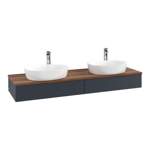 V&B Waschtischunterschrank mit Frontstruktur Antao 160x50cm, HL, WBP w. wal, md bl. m Lac