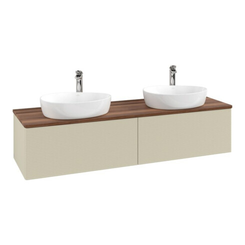 V&B Waschtischunterschrank mit Frontstruktur Antao 160x50cm, HL, WBP w. wal, si Gr m Lac