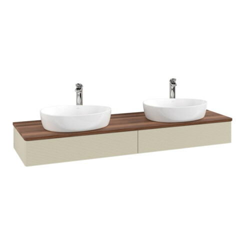 V&B Waschtischunterschrank mit Frontstruktur Antao 160x50cm, HL, WBP w. wal, si Gr m Lac