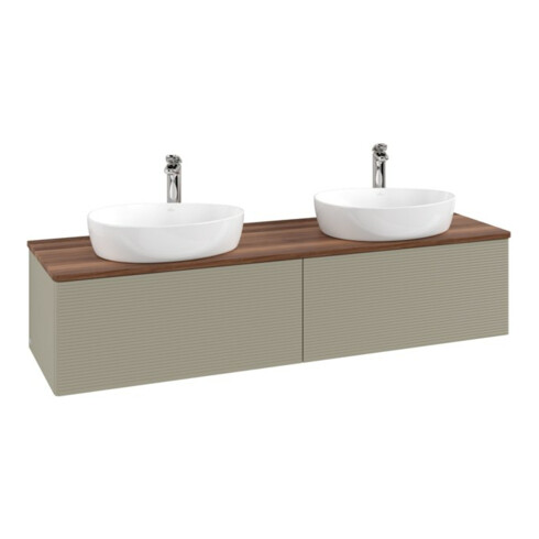 V&B Waschtischunterschrank mit Frontstruktur Antao 160x50cm, HL, WBP w. wal, st. Gr m Lac