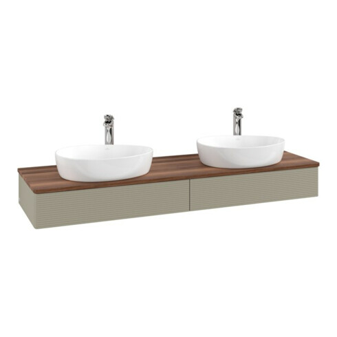 V&B Waschtischunterschrank mit Frontstruktur Antao 160x50cm, HL, WBP w. wal, st. Gr m Lac