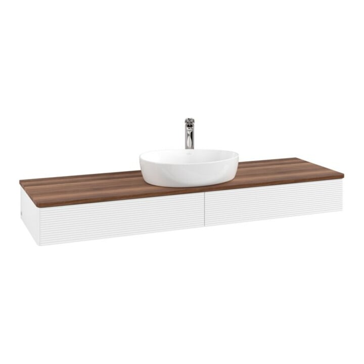 V&B Waschtischunterschrank mit Frontstruktur Antao 160x50cm, HL, WBP w. wal, wh. m Lac