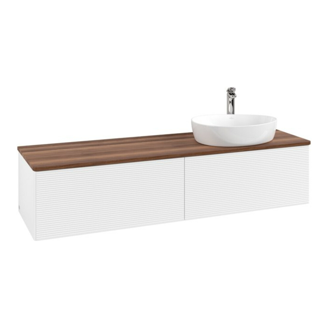 V&B Waschtischunterschrank mit Frontstruktur Antao 160x50cm, HL, WBP w. wal, wh. m Lac
