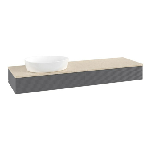 V&B Waschtischunterschrank mit Frontstruktur Antao 160x50cm, WBP botti., Anthrac. m Lac