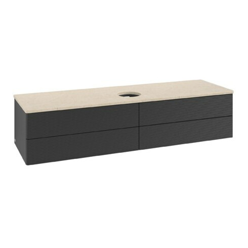 V&B Waschtischunterschrank mit Frontstruktur Antao 160x50cm, WBP-farbe botti., bla m Lac