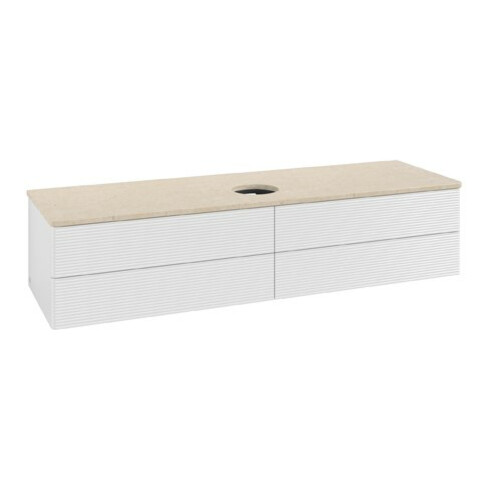 V&B Waschtischunterschrank mit Frontstruktur Antao 160x50cm, WBP-farbe botti., glo wh. Lac