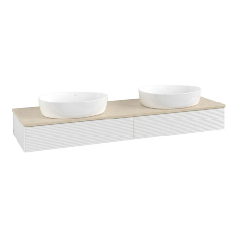 V&B Waschtischunterschrank mit Frontstruktur Antao 160x50cm, WBP-farbe botti., glo wh. Lac