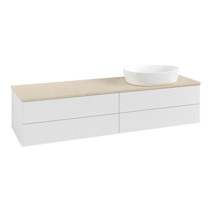 V&B Waschtischunterschrank mit Frontstruktur Antao 160x50cm, WBP-farbe botti., glo wh. Lac