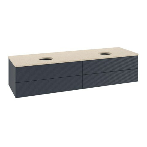V&B Waschtischunterschrank mit Frontstruktur Antao 160x50cm, WBP-farbe botti., md bl. m Lac
