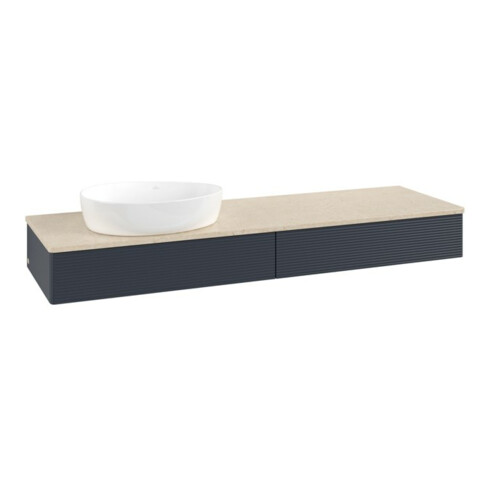 V&B Waschtischunterschrank mit Frontstruktur Antao 160x50cm, WBP-farbe botti., md bl. m Lac