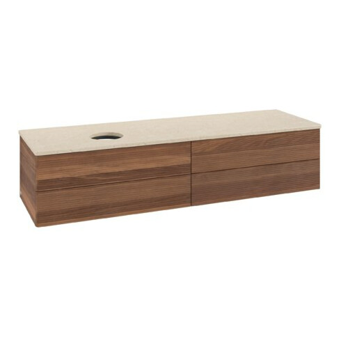 V&B Waschtischunterschrank mit Frontstruktur Antao 160x50cm, WBP-farbe botti., warm walnut