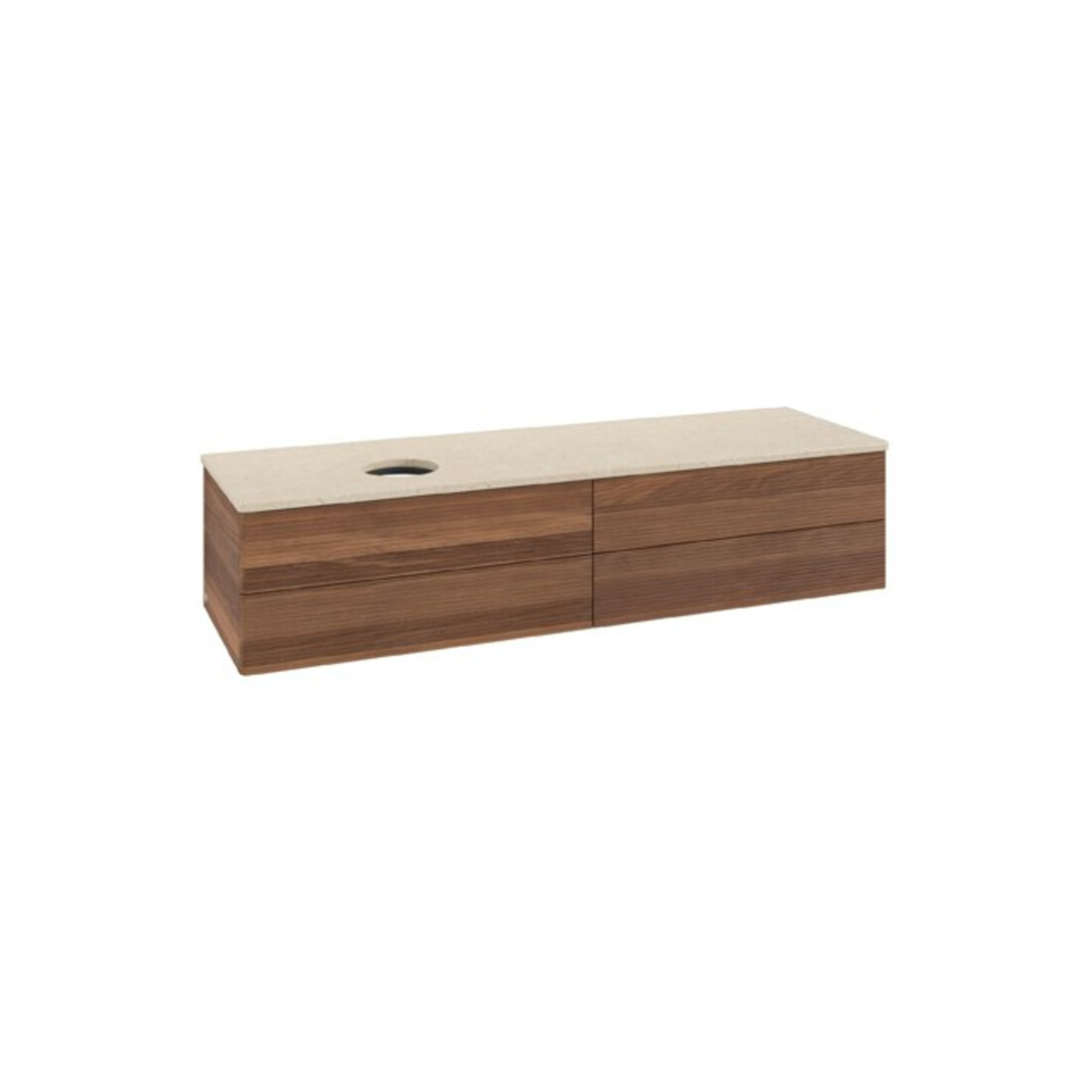 V&B Waschtischunterschrank mit Frontstruktur Antao 160x50cm, WBP-farbe botti., warm walnut