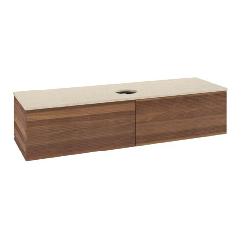 V&B Waschtischunterschrank mit Frontstruktur Antao 160x50cm, WBP-farbe botti., warm walnut
